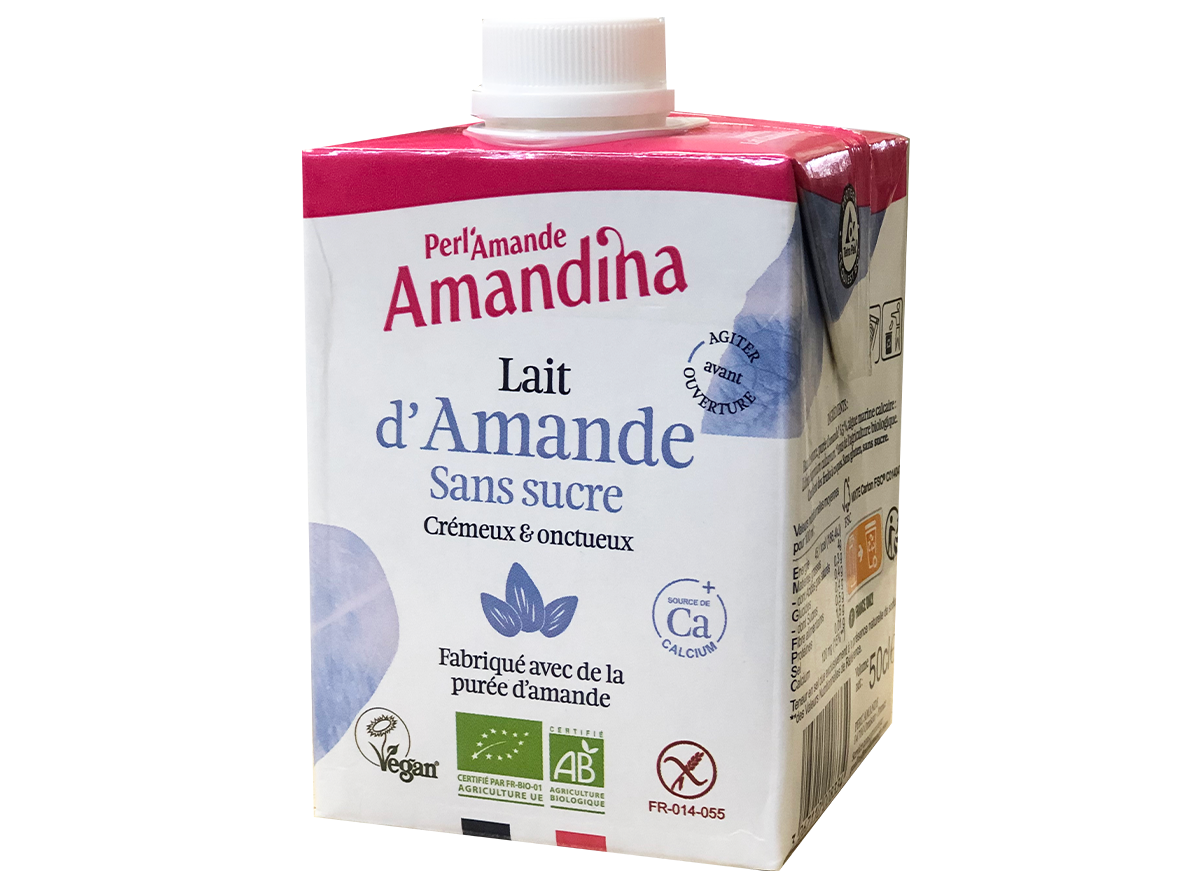 Perl'Amande, Amandina lait d'amande sans sucres 50 cl