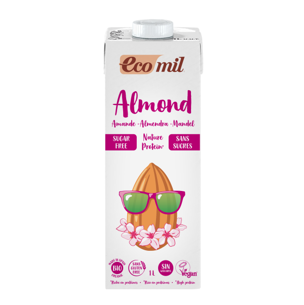 Ecomil Boisson Amandes Protéiné sans Sucres 1L