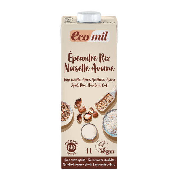 Ecomil Boisson Épeautre Riz Noisette Avoine 1L