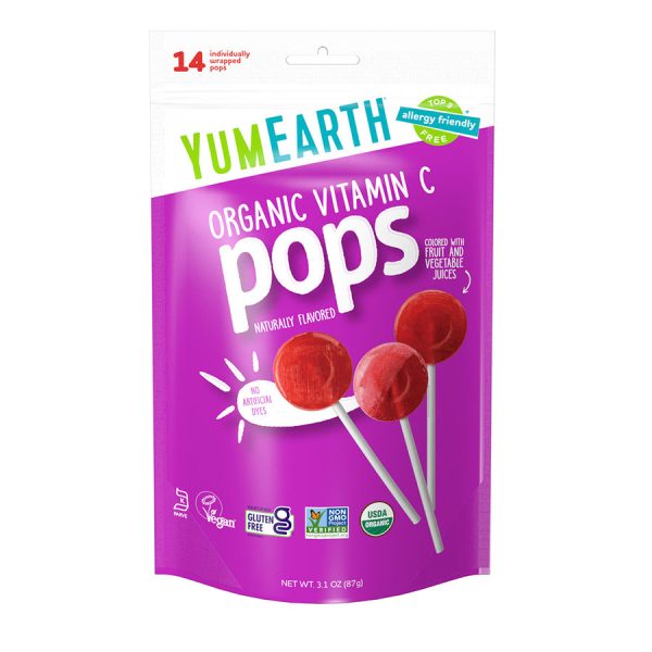 Yum Earth 14 Sucettes Pops Fruits Rouges sans Gluten 87G