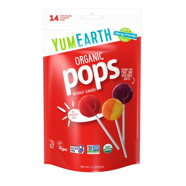 Yum Earth 14 Sucettes Pops Originales sans Gluten 87G